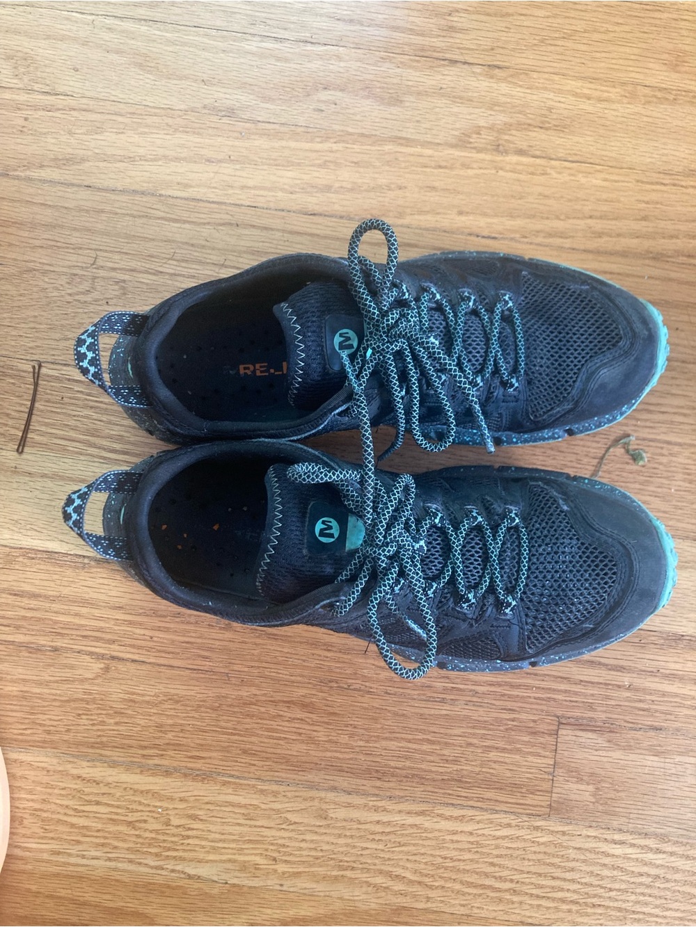 Merrell Black and Teal Hiking Sneakers